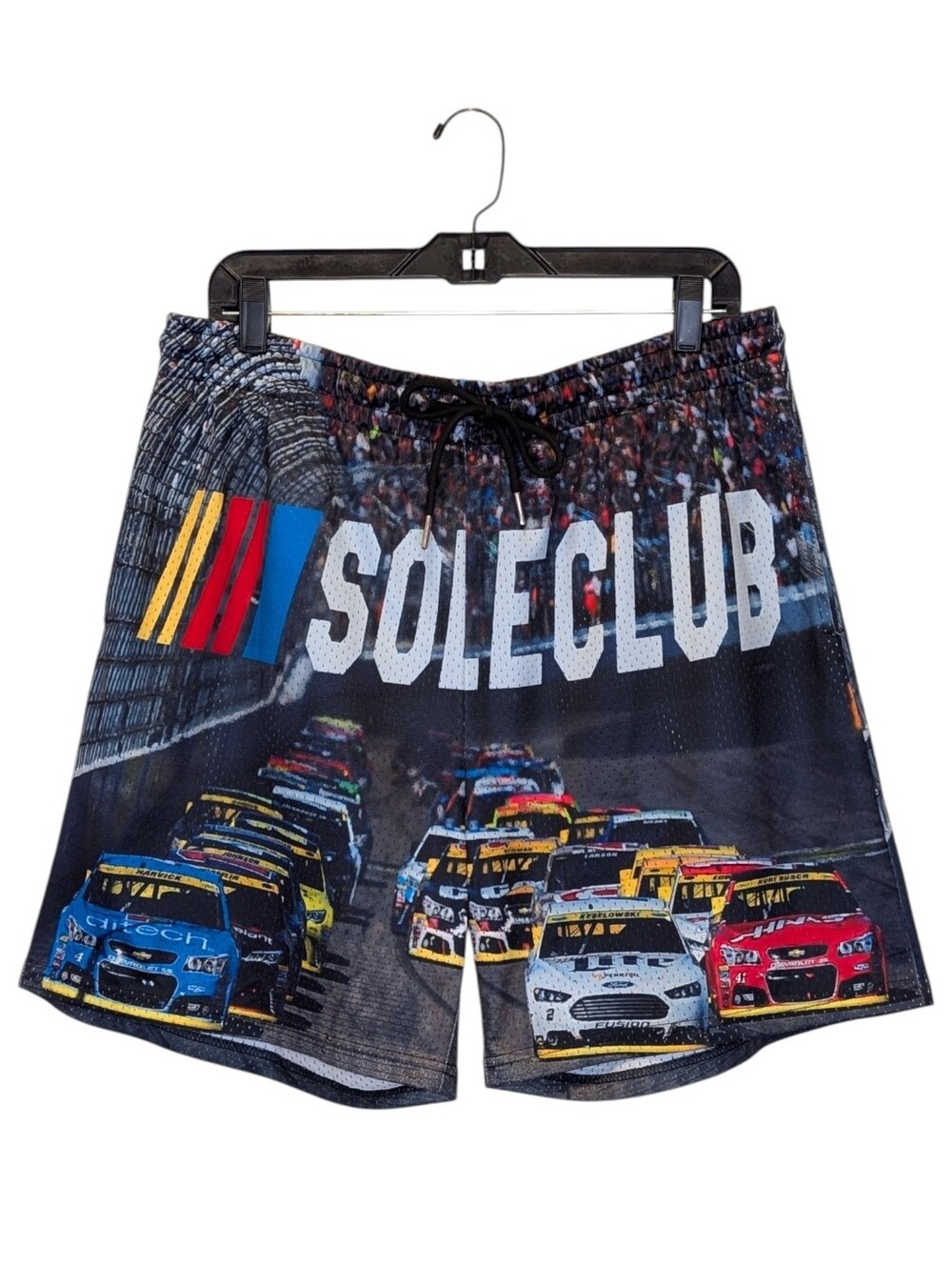 SOLE CLUB NASCAR Race Car Print Athletic Mesh Shorts Size L